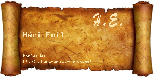 Hári Emil névjegykártya